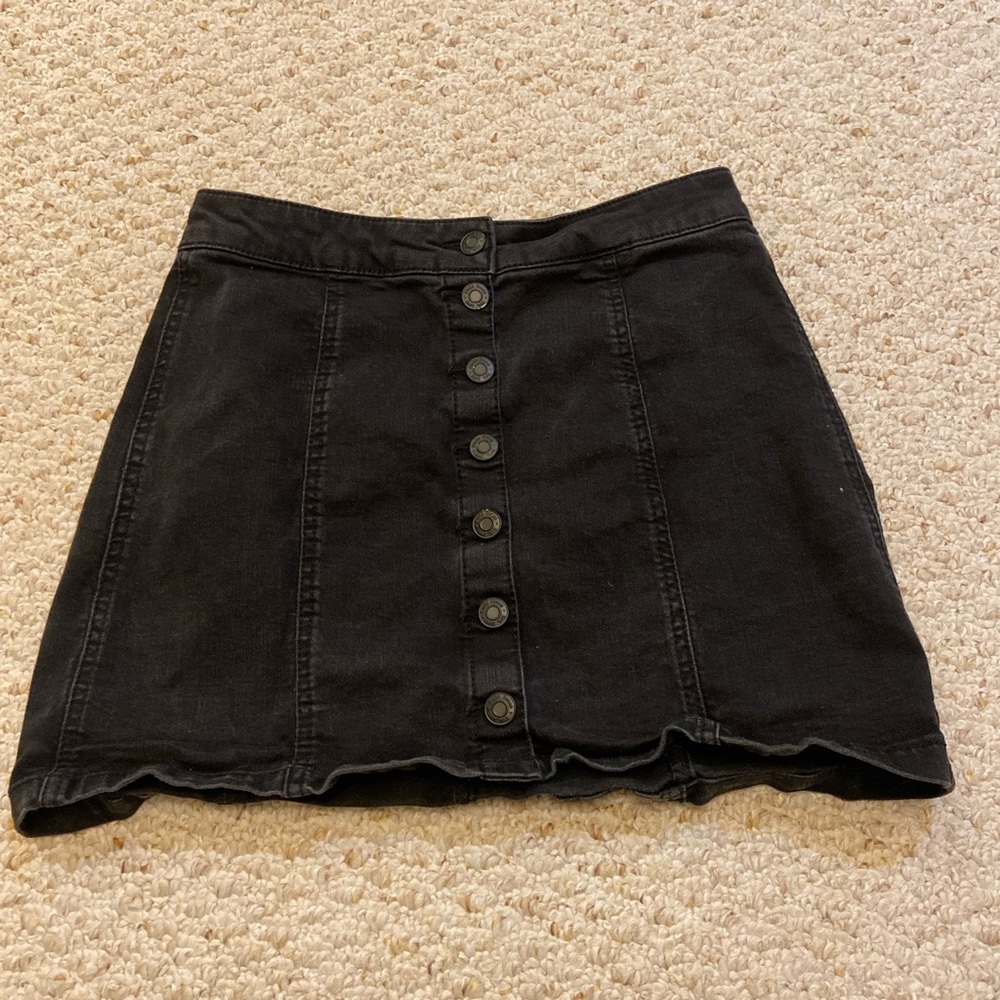 mudd black button up jean mini skirt
